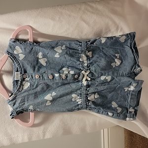 Carters, 9m, denim shorts one piece with hearts